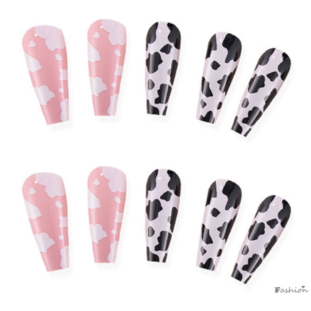 Móng Tay Giả Dài Màu Trắng Đen Thân Thiện Với Môi Trường Cho Người Mới Bắt Đầu