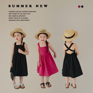 Đầm Hai Dây Màu Trơn Bằng Vải Cotton Phong Cách Phương Tây Thời Trang Mùa Hè Hàng Mới Dành Cho Bạn Gái