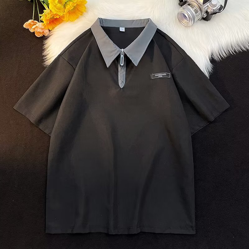 Áo Thun polo Ngắn Tay Cao Cấp Màu Sắc Tương Phản Có Khóa Kéo Thời Trang Mùa Hè Dành Cho Nam