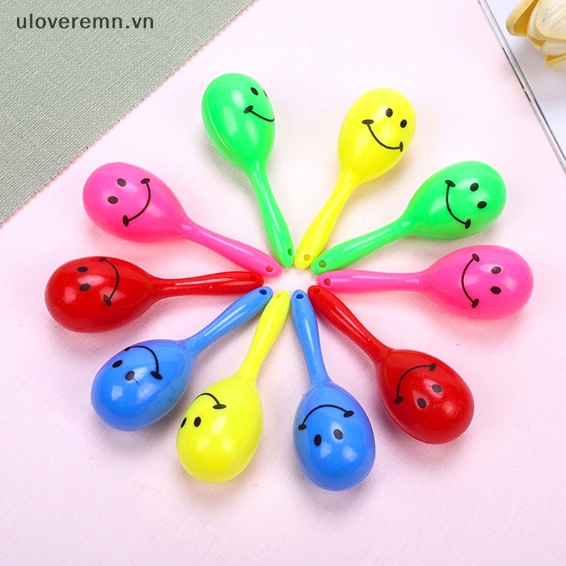 Uloveremn Bộ 5 Bóng Lục Lạc Đồ Chơi Cát Màu Mặt Cười Hoạt Hình Vui Nhộn Cho Bé