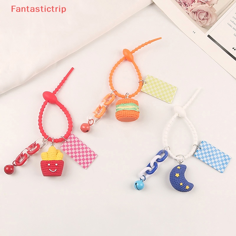 DELL [Fantastictrip] Móc Khóa Hình Hamburger Mặt Trăng Ngôi Sao Dễ Thương Trang Trí Ba Lô Xe Hơi