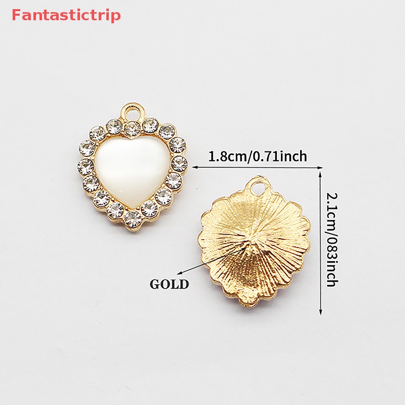 Phụ Kiện Trang Sức Treo Tường Hình Trái Tim Đính Đá 18MM Màu Vàng Phong Cách Hàn Quốc Mới