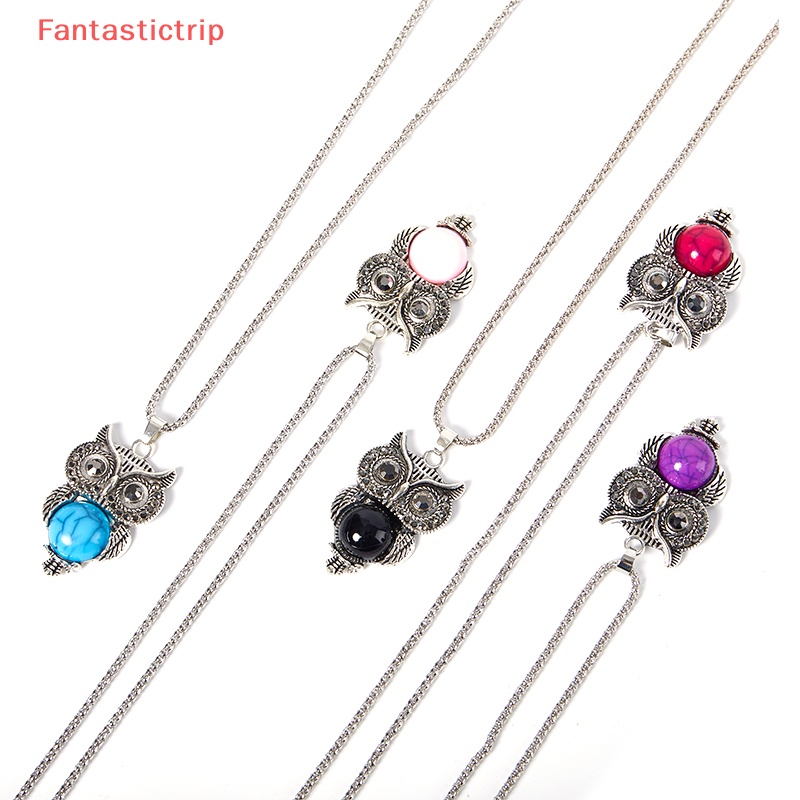 Bộ Trang Sức Vòng cổ / Vòng Tay / Bông Tai Hình Chim Cú Đính Đá Ngọc Lam Phong Cách Vintage Cho Nữ Mới