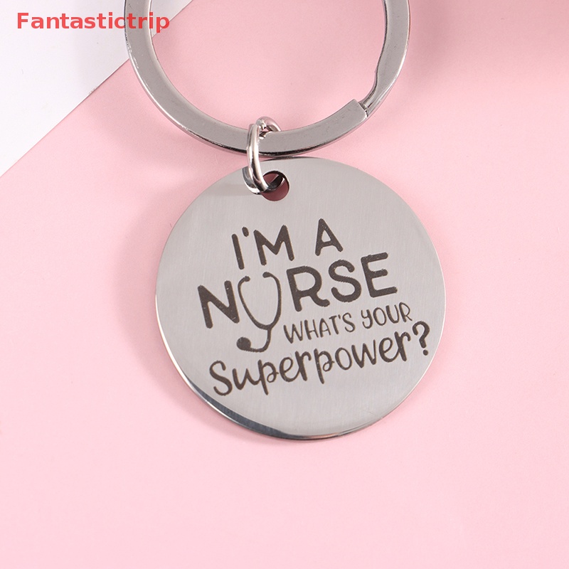 1 Móc Khóa Mặt Tròn Khắc Chữ I 'M a Nurse Thời Trang Mới