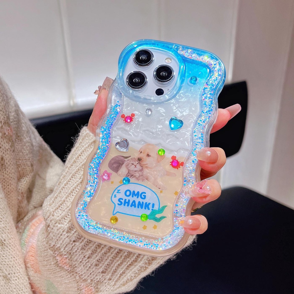 Ốp Điện Thoại TPU Dẻo Họa Tiết Chú Chó Có Nước Kim Tuyến Lấp Lánh Cho iPhone 12 13 14 Pro Max