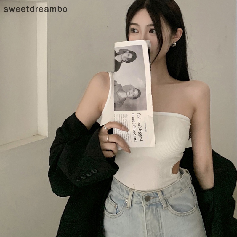 Áo hai dây hở một vai gợi cảm áo hai dây dáng ôm không tay màu trơn cho nữ