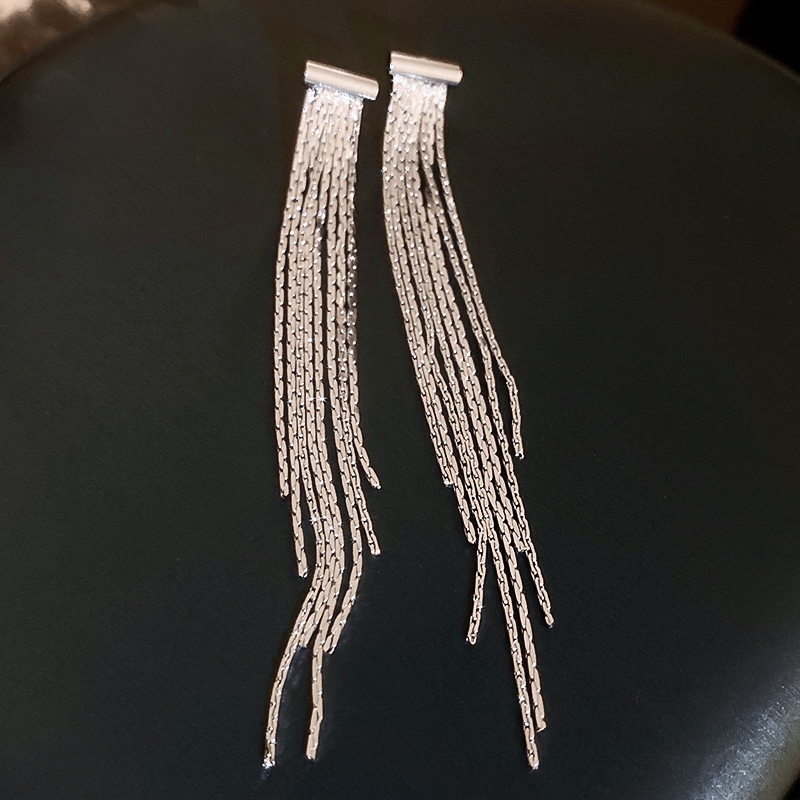 Khuyên Tai Tua Rua Dài Bằng Bạc Thời Trang Cao Cấp Phong Cách Pháp Cho Nữ