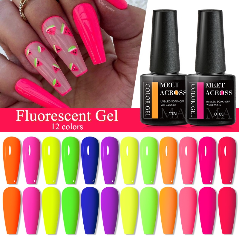 Sơn móng gel LED UV mềm MTSSII Meet Across 7ml màu neon thời trang