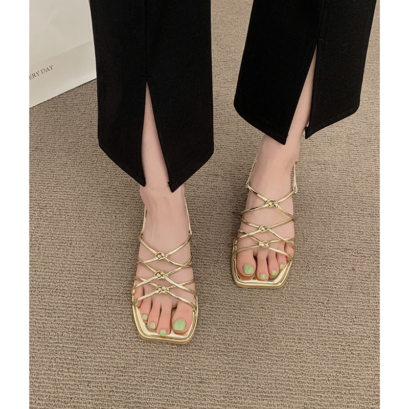 Xăng đan Cao Gót Quai Ngang Màu Bạc Thiết Kế Đơn Giản Thời Trang Mùa Hè Hàng Mới Dành Cho Bạn Nữ-AA0444