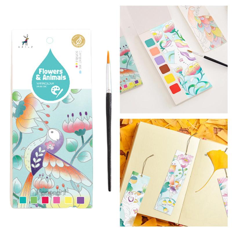 [Fenteer1] Sách Tô Màu Nước Bỏ Túi Kèm Cọ Cho Người Mới Bắt Đầu