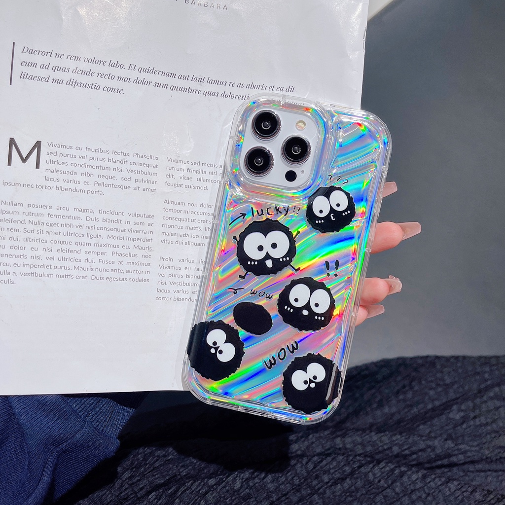 Ốp Điện Thoại TPU Trong Suốt Màu Laser Họa Tiết Hoạt Hình Cho iPhone 12 13 14 Pro Max