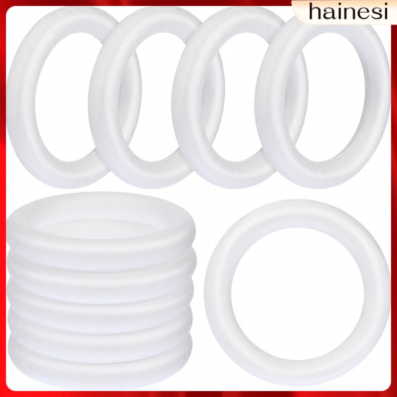 Set 10 Vòng Hoa Màu Trắng Bằng Xốp Chưa Trang Trí