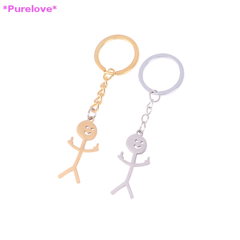 Móc Khóa Hình Người Nhỏ Bằng Thép Không Gỉ Mới