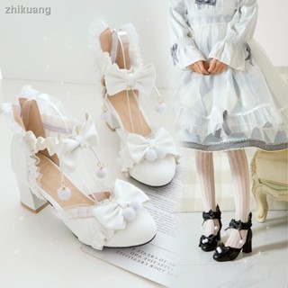 Giày Búp Bê Da Mềm Gót Thấp Phong Cách Lolita Cho Bé Gái