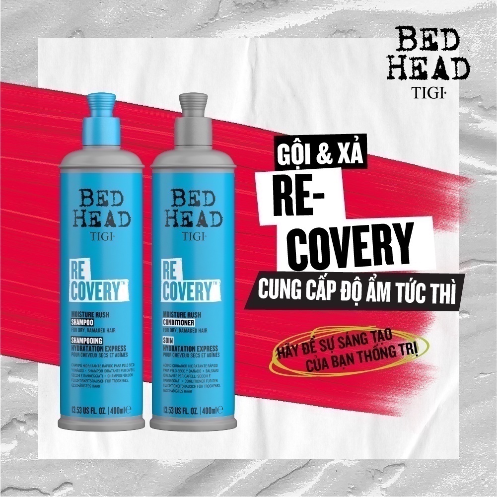 Combo Gội/Xả phục hồi độ ẩm cho tóc khô TIGI Bed Head Recovery™ 400ml