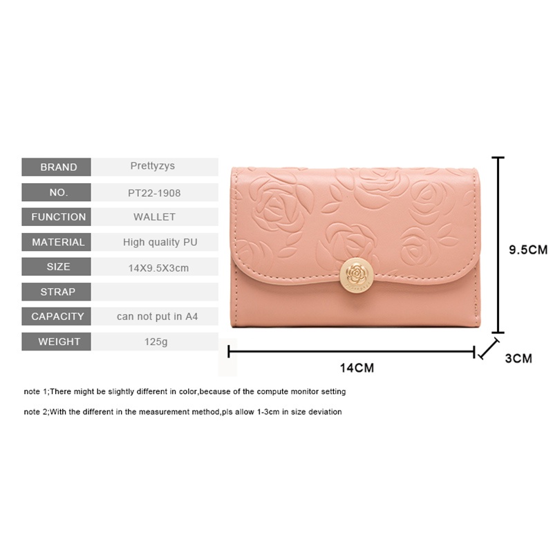 Ví Nữ Cỡ Vừa Hoạ Tiết Hoa Thời Trang Giá Đỡ