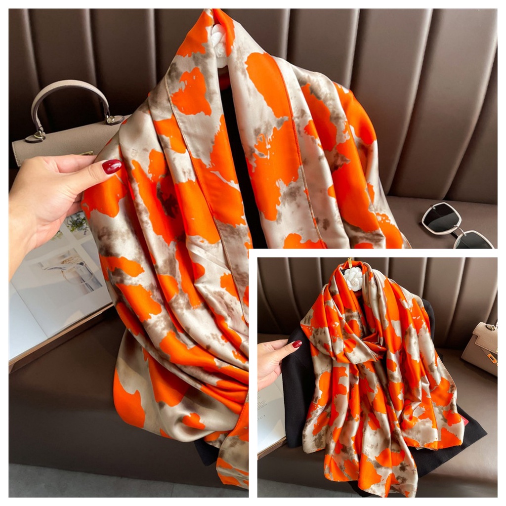 Khăn Quàng Cổ Chống Nắng Bằng Lụa Cỡ Lớn 180 * 90CM In Họa Tiết Thời Trang Sang Trọng