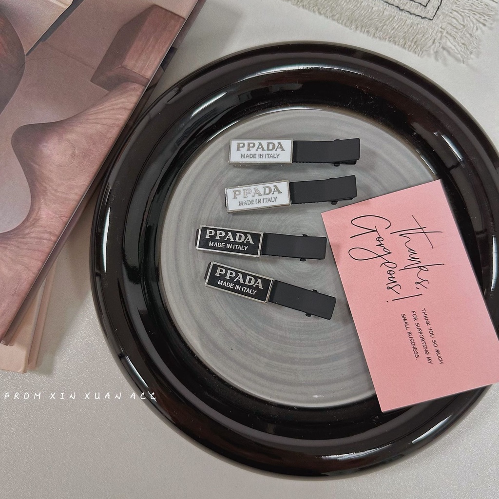 Cặp Kẹp Tóc Mỏ Vịt Màu Vàng Đen Phong Cách Pháp Thời Trang Cho Nữ