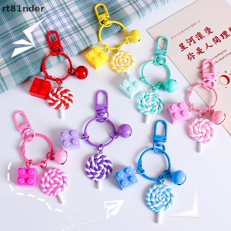 Rt Phụ Kiện Móc Khóa Hình Kẹo Mút Phối Chuông Nhiều Màu Dễ Thương Trang Trí Ba Lô / Ô Tô / Túi Xách
