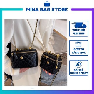 Túi xách nữ đeo chéo xinh xắn, túi xách nữ mini dáng hộp hoạ tiết bông hoa cực đáng yêu MINA T045