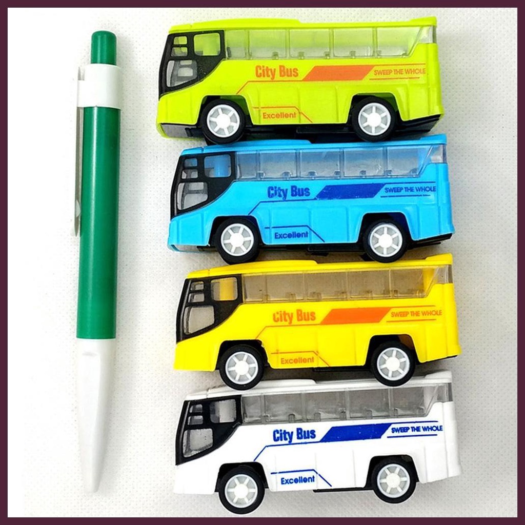 Xe Buýt Đồ Chơi Mini Họa Tiết Hoạt Hình Không Cần Pin Cho Trẻ Em 1-3 Tuổi