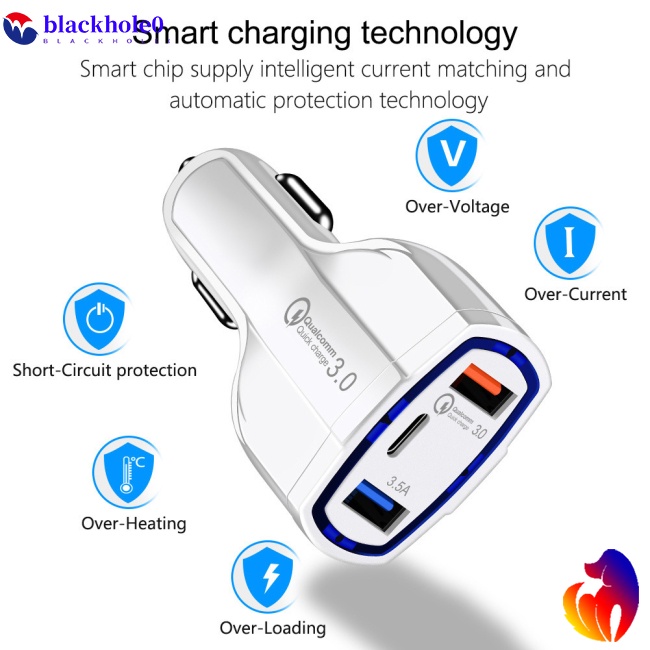 Tẩu Sạc Nhanh BH Qc3.0 3 Cổng USB Type-c Cho Xe Hơi
