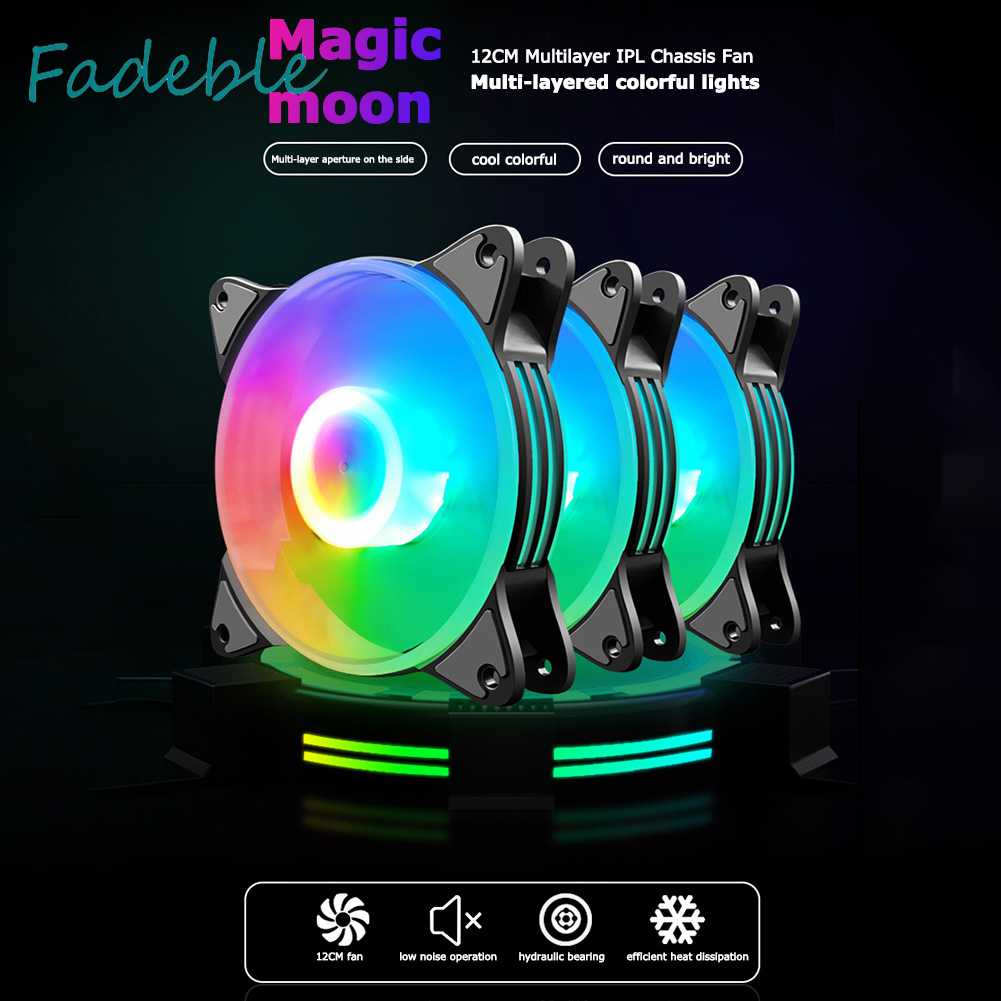 Quạt Làm Mát COOLMOON 12cm Đèn LED 5 Màu Cỡ Lớn 4Pin