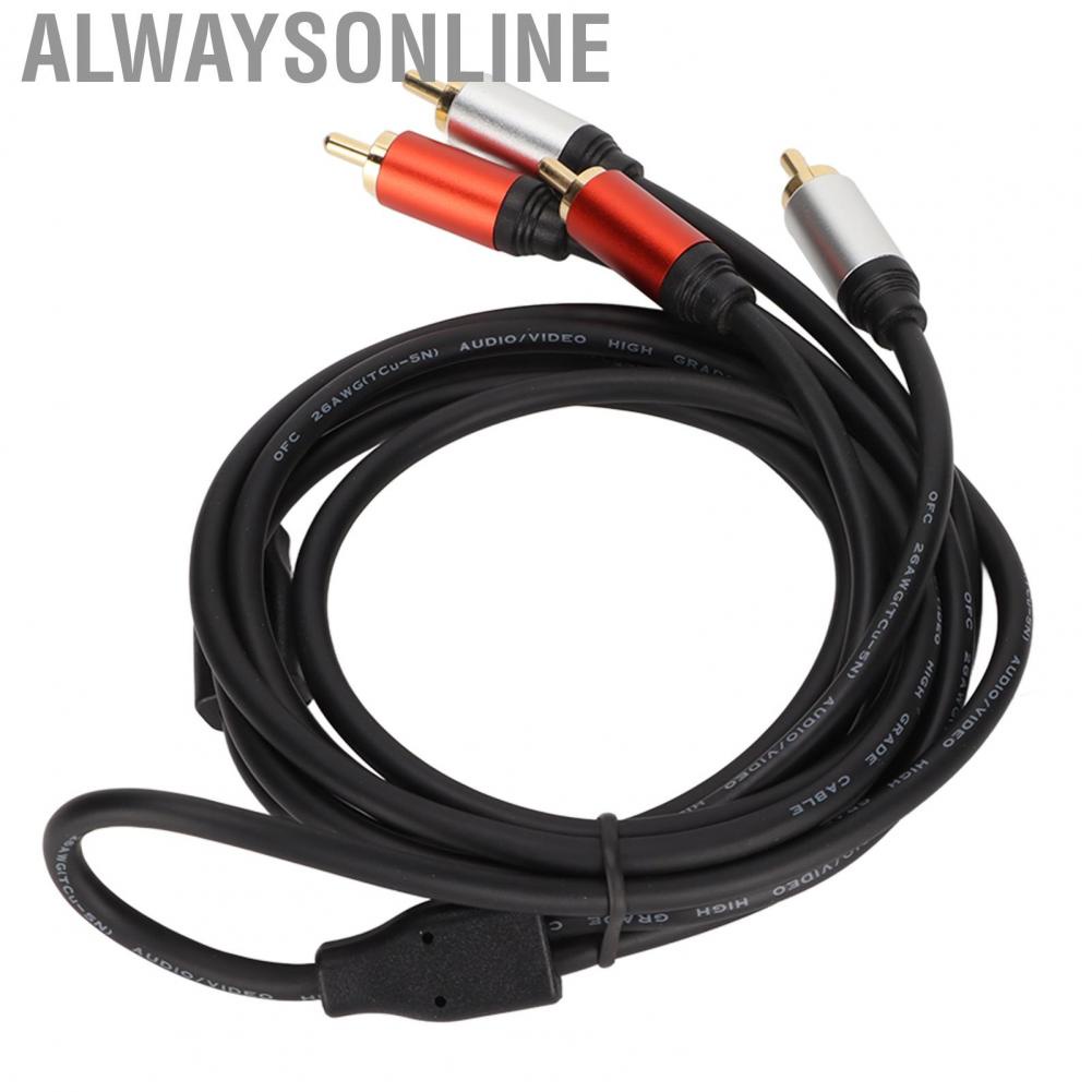 Alwaysonline RCA Cord Black 2RCA Male To Cable for DVD  Car Speaker