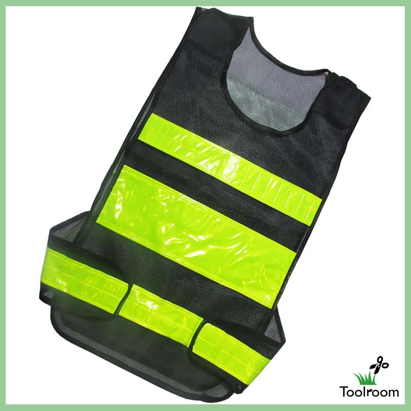 [Toolroom] Áo Khoác Ghi Lê Bảo Vệ An Toàn Kẻ Sọc Phản Quang Màu Đen Có Thể Điều Chỉnh