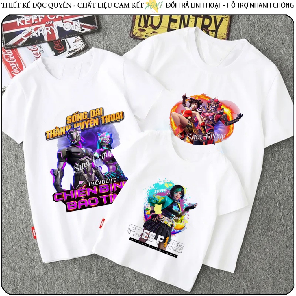 ÁO THUN Free Fire - Hộp Chiến Thần báo tím UNISEX PHÔNG TRẮNG TAY NGẮN NAM NỮ GIA ĐÌNH SIZE TRẺ EM BÉ aomifashion