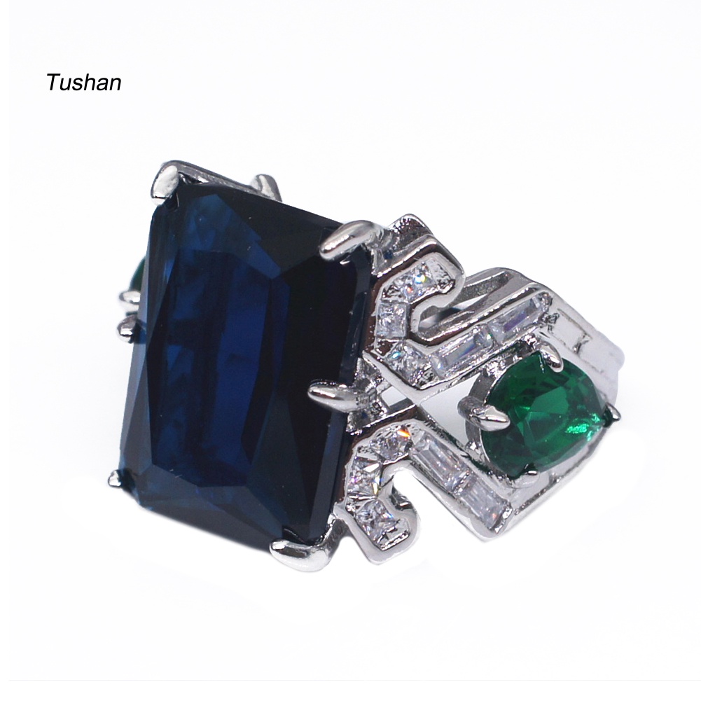 Nhẫn Mặt Vuông Đính Đá Sang Trọng Cho Nữ