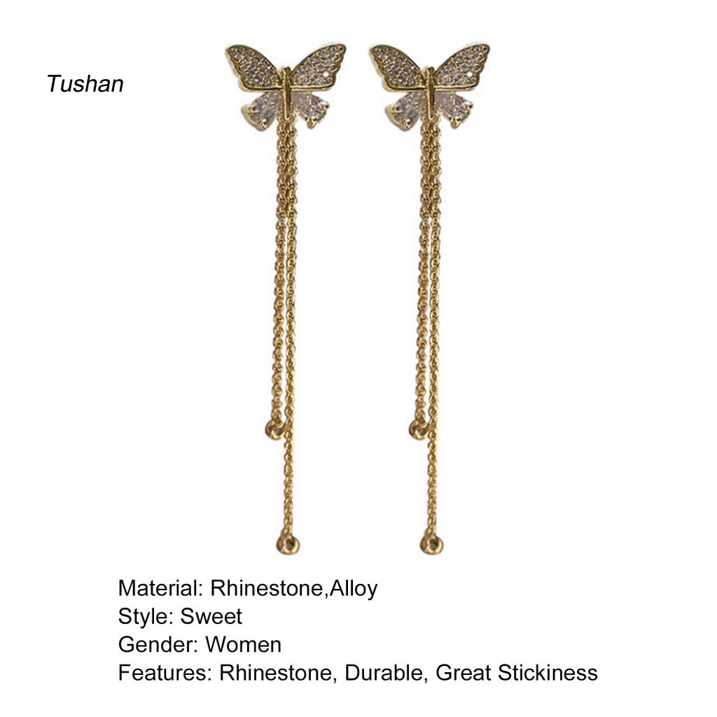 1 Đôi Bông Tai Hình Bướm Đính Đá Lấp Lánh Dành Cho Nữ