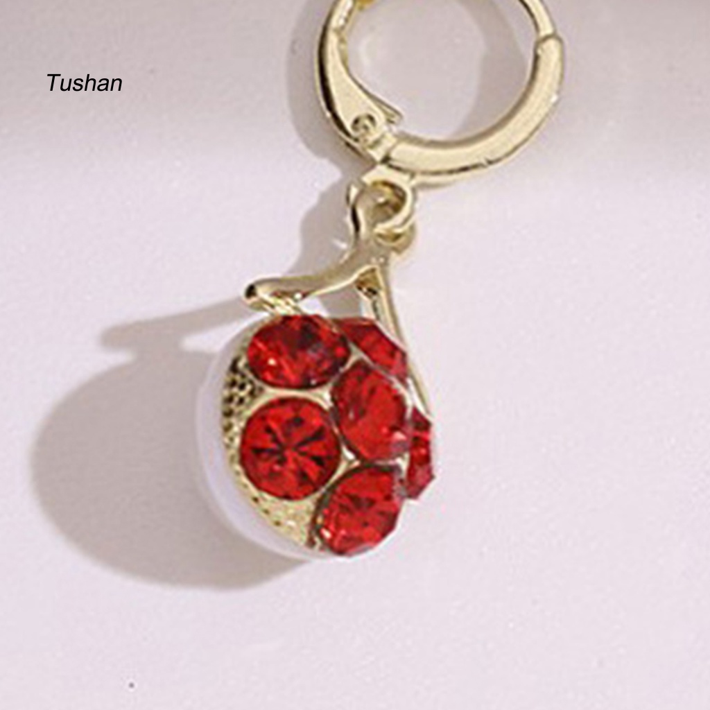 Bông Tai Đính Đá Hình Giọt Nước Màu Đỏ Phong Cách Hàn Quốc Dành Cho Nữ