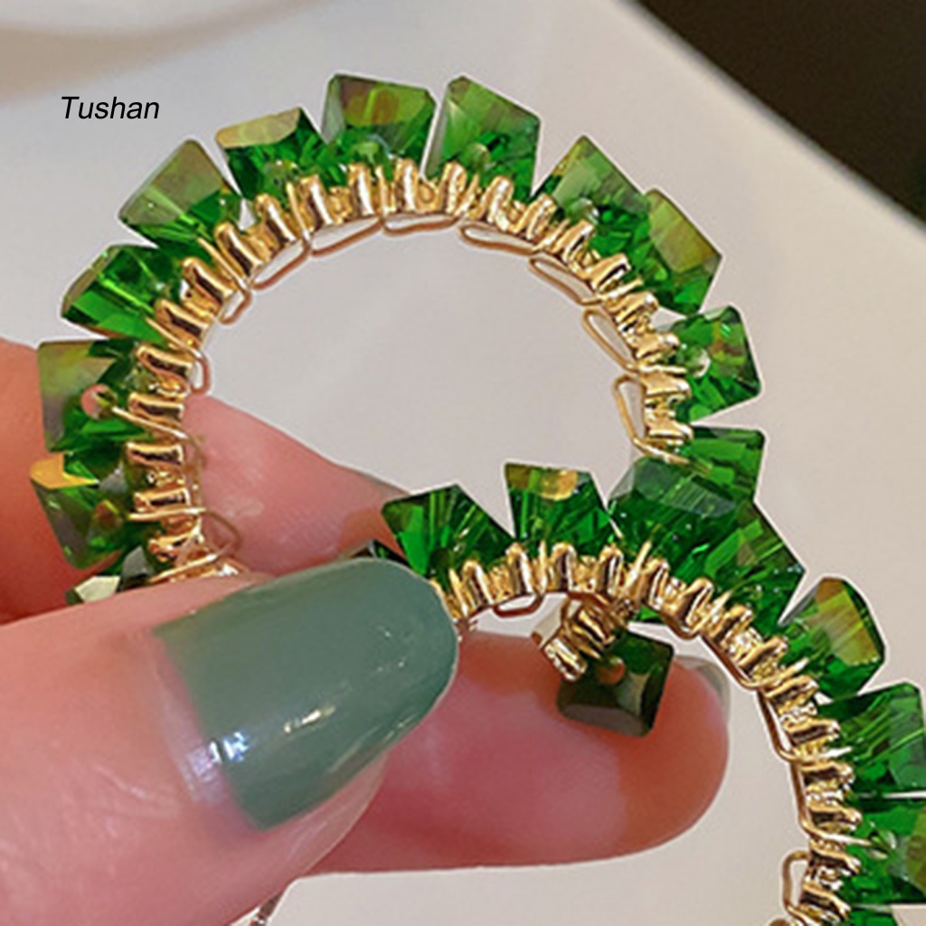 1 Đôi Bông Tai Hình Chữ C Đính Đá Ngọc Lục Bảo Giả Thời Trang Bông Tai Hình Tròn Thời Trang Dành Cho Nữ