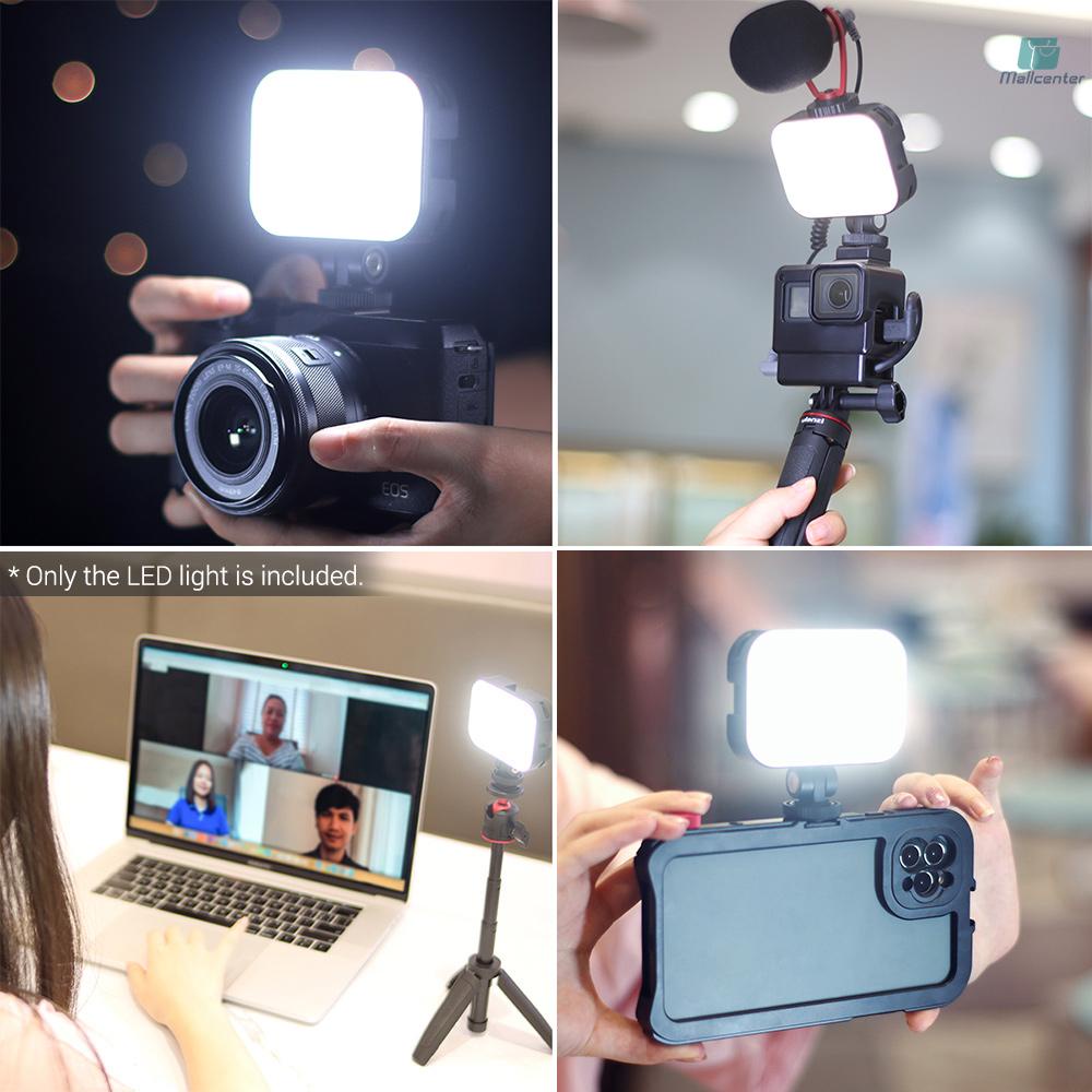 VL100C Mini Video LED Light 6W CRI95 3200K-6500K Stepless Dimmable with Triple Cold Shoe Built-in Rechargeable 2000mAh Battery