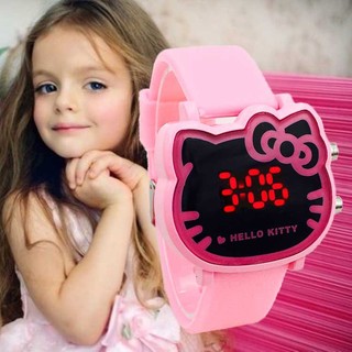 Đồng hồ điện tử dây cao su hình hello kitty