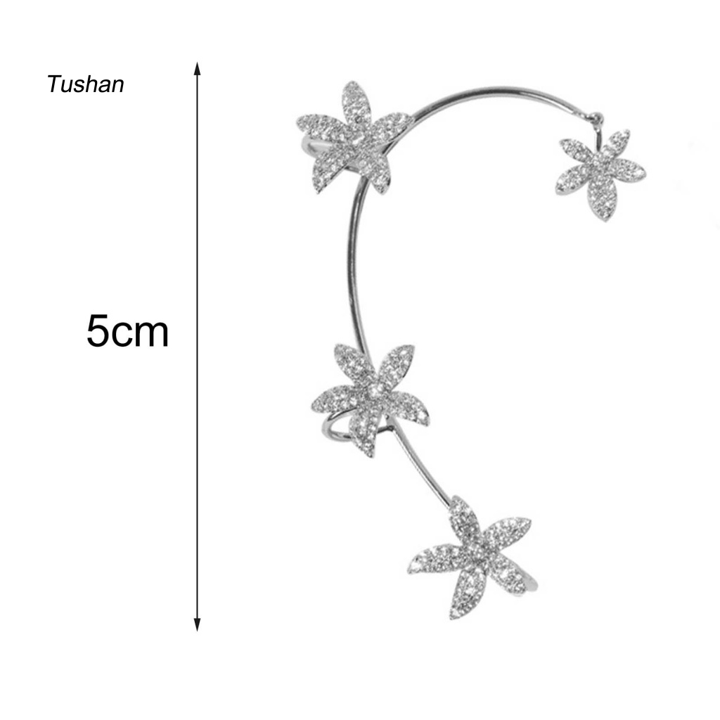 1 Khuyên Kẹp Vành Tai Mạ Điện Hình Hoa Đính Đá Lấp Lánh