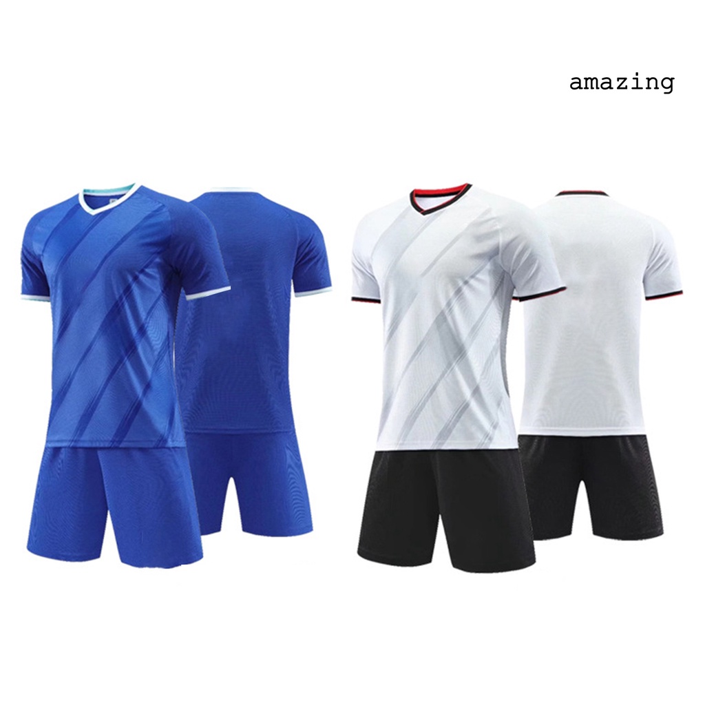 1 Bộ Đồng Phục Bóng Đá Cổ Chữ V Kẻ Sọc Nhiều Màu Thời Trang Cho Nam