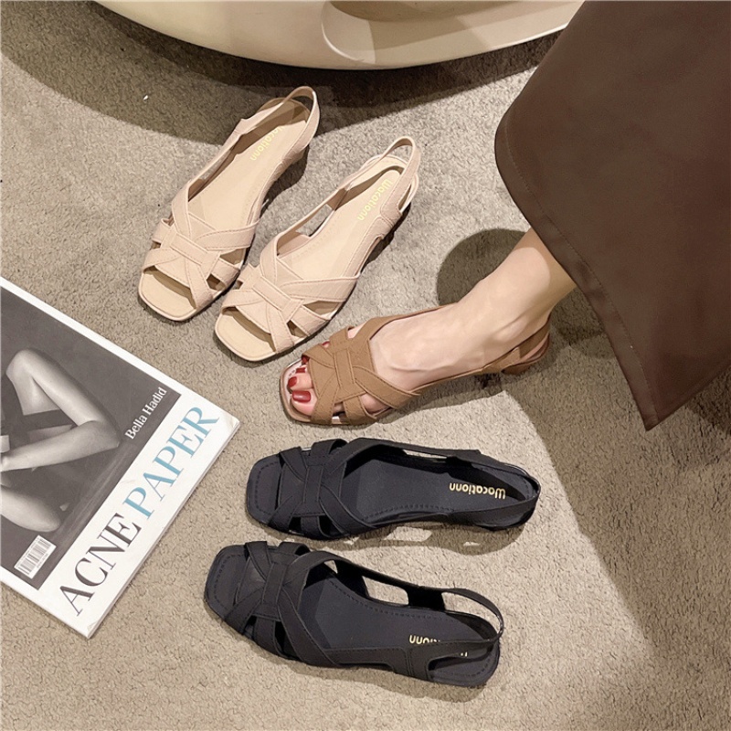 Giày Sandal Đế Bằng Thời Trang Đi Biển Mùa Hè Cho Nữ