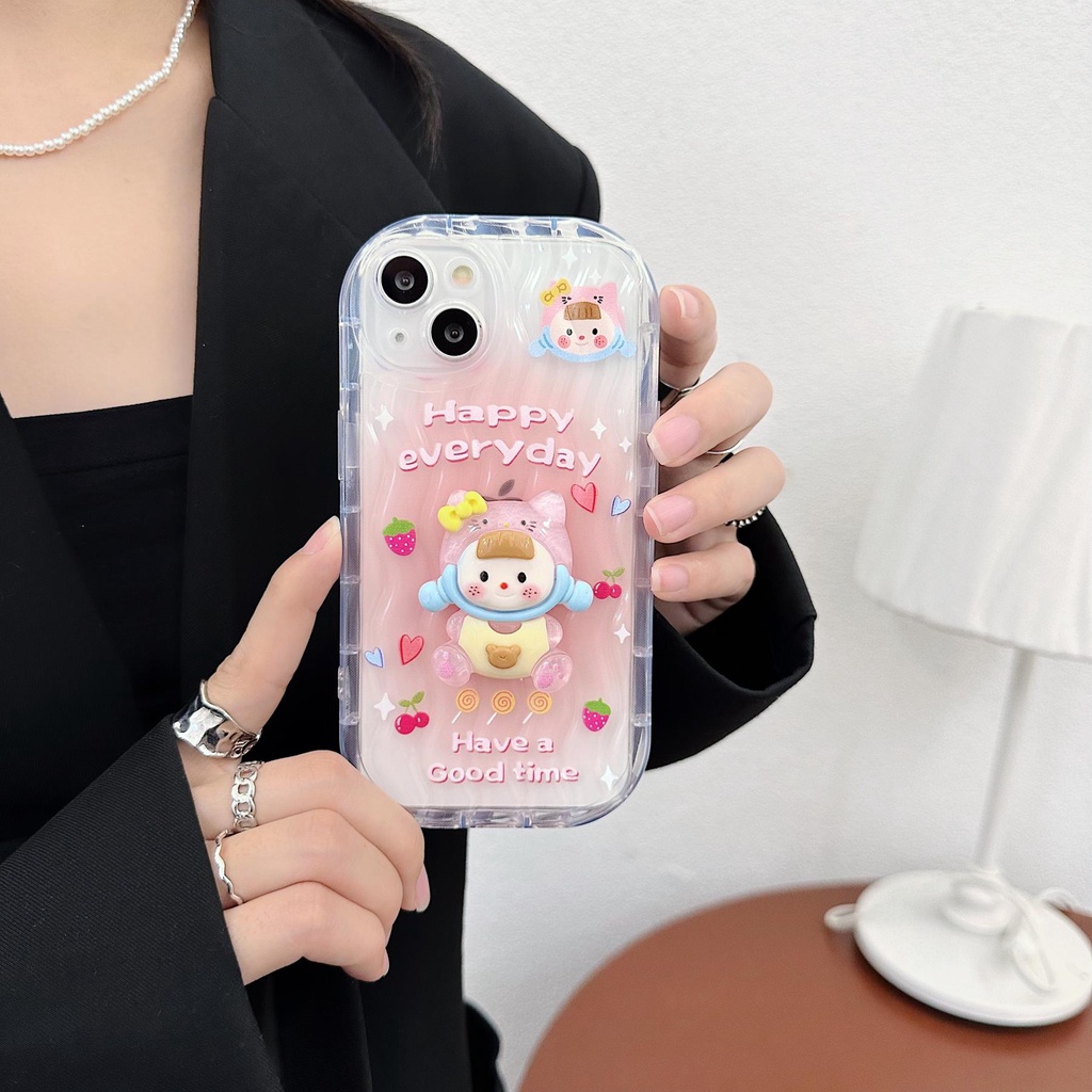 Ốp Điện Thoại Silicon TPU Mềm Trong Suốt Họa Tiết Hoạt Hình 3D Dạ Quang Chống Sốc Cho iPhone 13 12 11 Pro Max 14 Plus