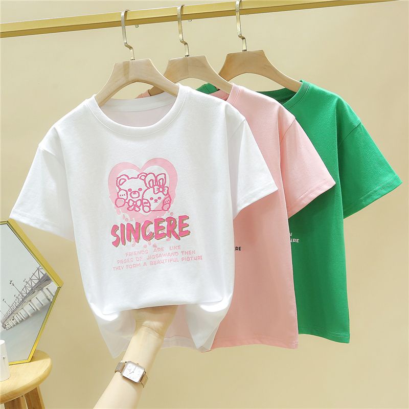 Áo Thun Cotton Tay Ngắn Phong Cách Hàn Quốc Thời Trang Mùa Hè Mới 2022 Dành Cho Bé Gái 6 Tuổi