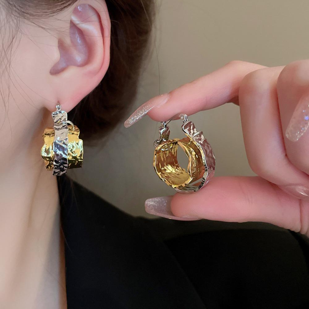 Khuyên Tai Tròn Hai Lớp Bằng Hợp Kim Sang Trọng Phong Cách Hàn Quốc VANES1