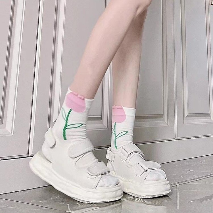 🔥có hàng sẵn🔥 giày dán nữ sandal nữ đế cao Siêu giảm giá! Sandal quai dán basic đế bánh mì cách điệu