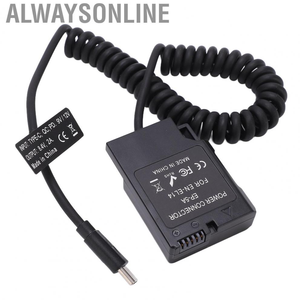 Alwaysonline Type C Power Adapter DC Coupler EN‑EL14 Dummy  For D5600 D5500