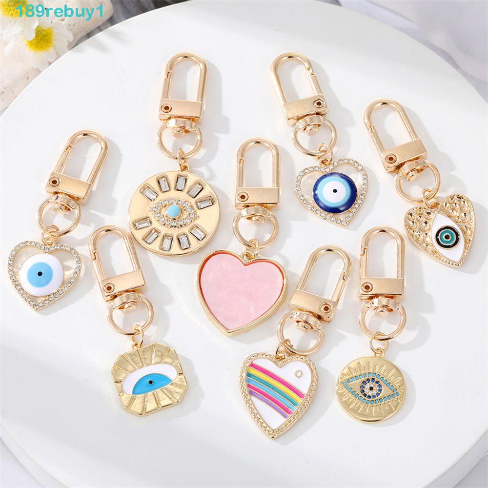 Rebuy1 Móc Khóa Hình Trái Tim Đôi Cánh Thiên Thần Màu Cầu Vồng Phong Cách Vintage Dễ Thương|Móc Khóa Xe Hơi Xinh Xắn Chất Lượng