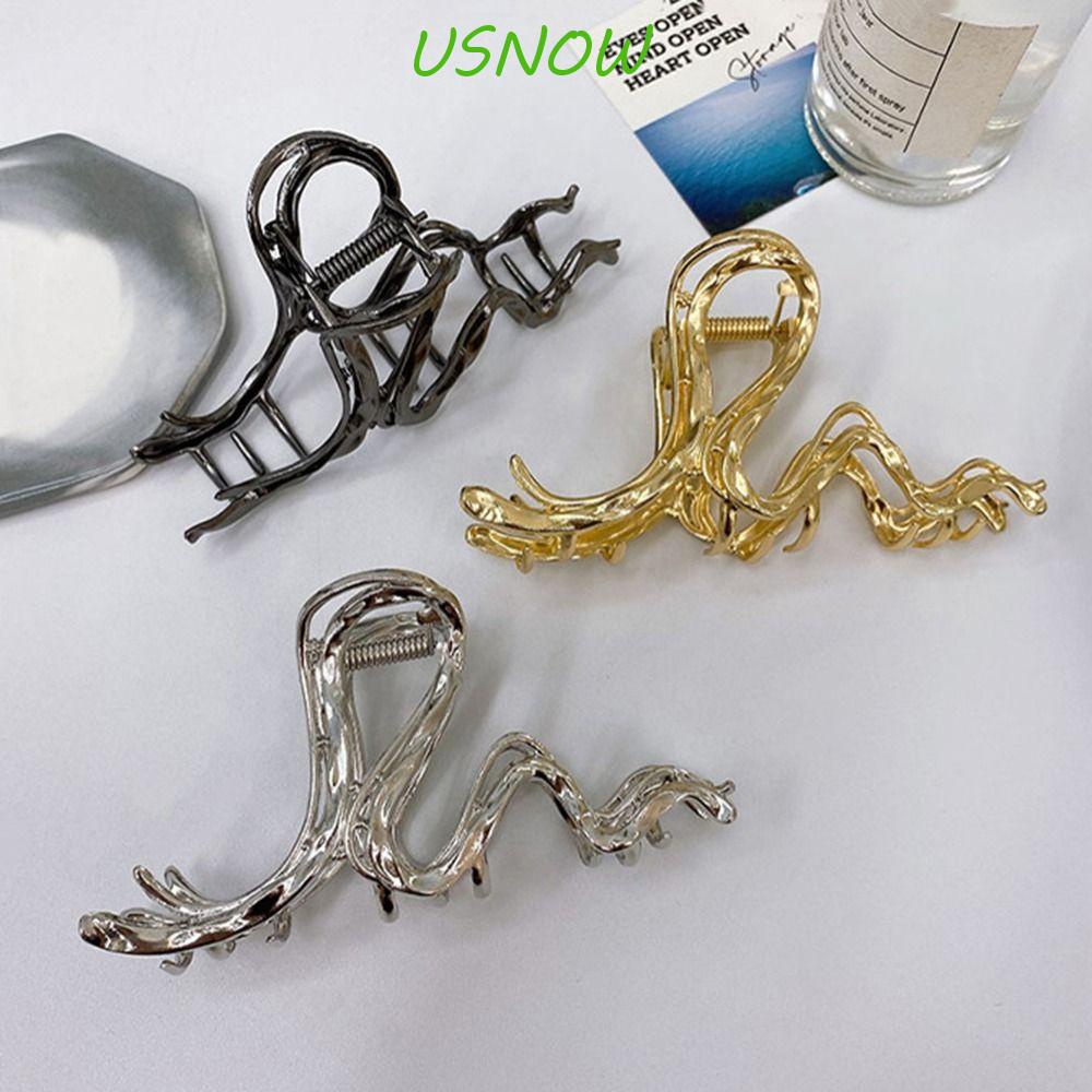 Kẹp Tóc Đuôi Ngựa Bằng Kim Loại Họa Tiết Hình Học Cá Tính Cho Nữ