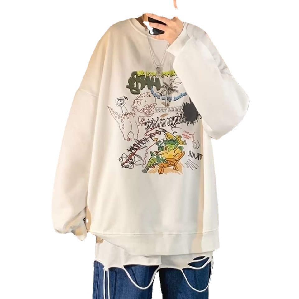 Áo len nam in hình thu đông mùa xuân thu áo rời cổ tròn mới