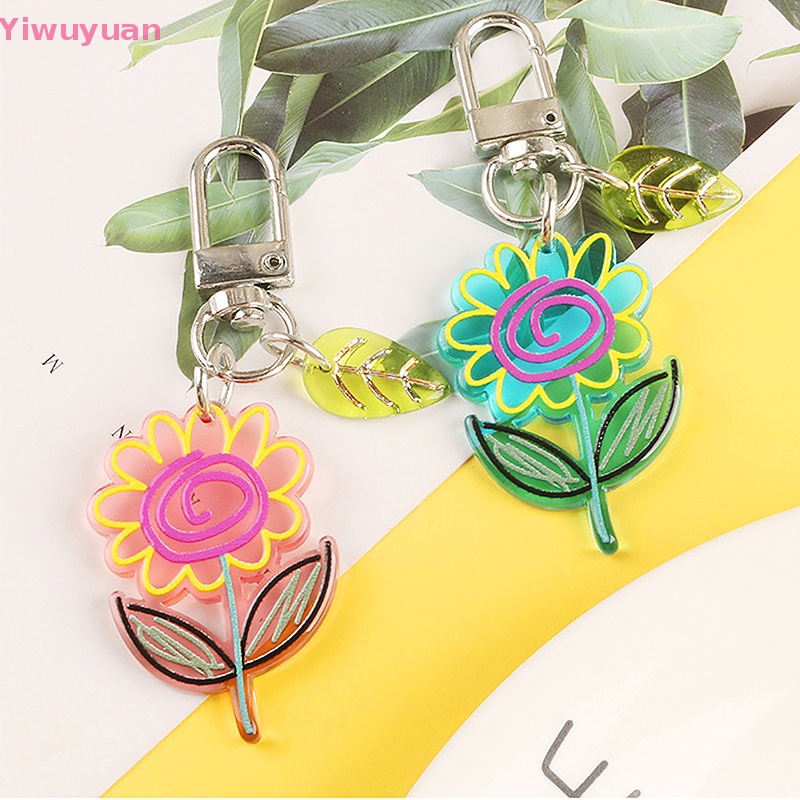 < Yiwuyuan > Móc Khóa Ba Lô Acrylic Trong Suốt Hình Hoa Hướng Dương Đáng Yêu Mới