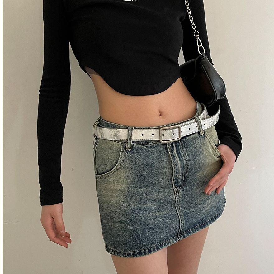 Thắt Lưng Màu Đen Phong Cách Instagram Retro Hàn Quốc Cá Tính Cho Nữ