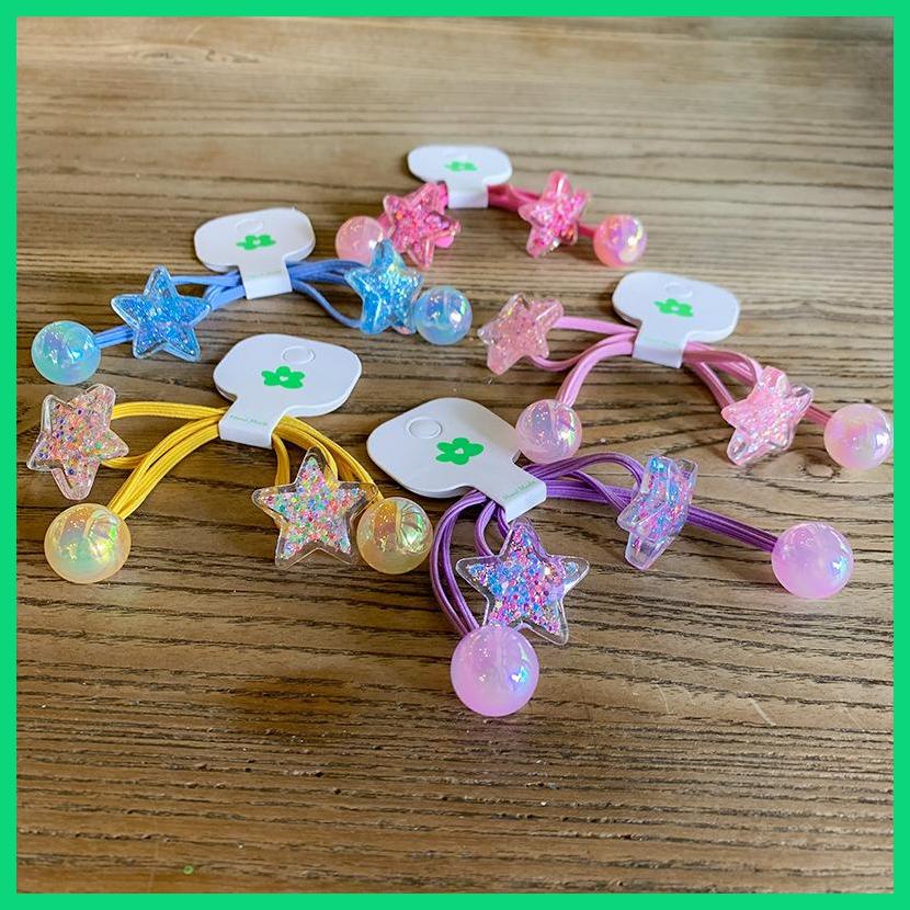 Dây Buộc Tóc Hoạt Hình GG &amp; MM Bằng Nhựa Nylon Mềm Mại Và Nhựa Resin Hình Trái Tim Lấp Lánh Cho Trẻ Em